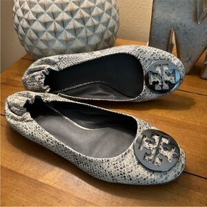 Tory Burch Reva Ballet Flats Snake Print Authentic Size 9